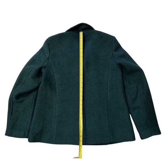 LANDS' END Wool Short Coat Jacket Women Size 8 Green Winter Boxy Retro Gorpcore - Picture 12 of 14